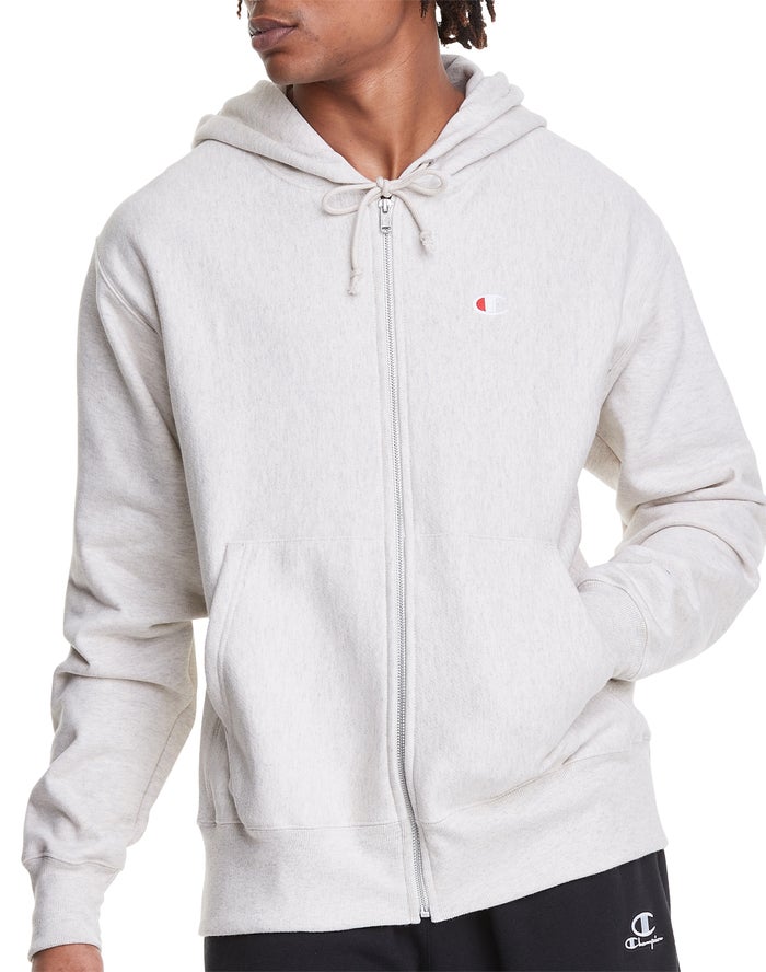 Champion Hoodie Heren - Wit - Reverse Weave Full Zip C Logo ( 938720-LVS )